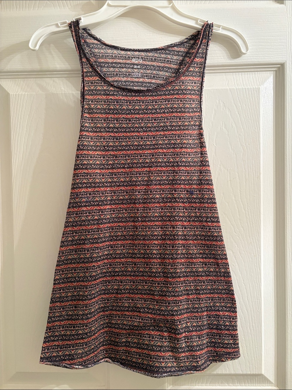 BDG Navy & Red Patterned Racerback Tank Top